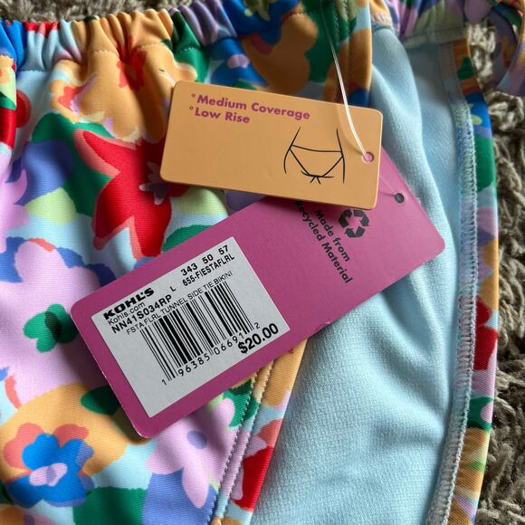 NWT! Juniors' Ninety-Nine° Tunnel Side-Tie Floral Bikini Bottoms Size Large - Picture 4 of 6